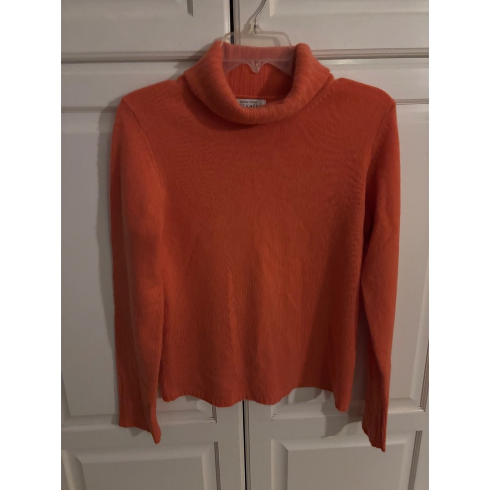 Sutton Studio Bloomingdales Orange 100% Cashmere Turtleneck Sweater Large